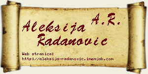 Aleksija Radanović vizit kartica